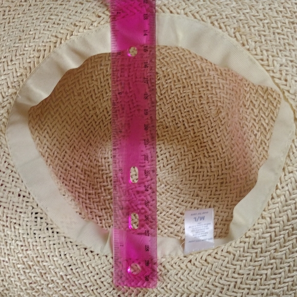 Claire's Straw Beach Hat w/ Large Pink Rose Pin EUC - Picture 8 of 9